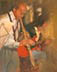 red guitar original oil painting by edward tadiello